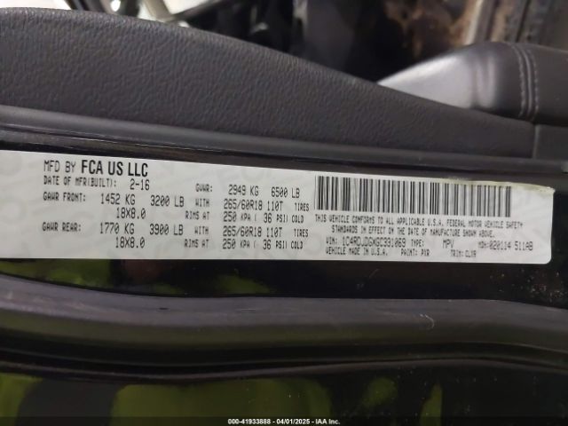 1C4RDJDGXGC331069 Dodge DURANGO LIMITED