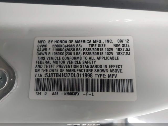 2013 ACURA RDX 5J8TB4H37DL011998 Photo 8