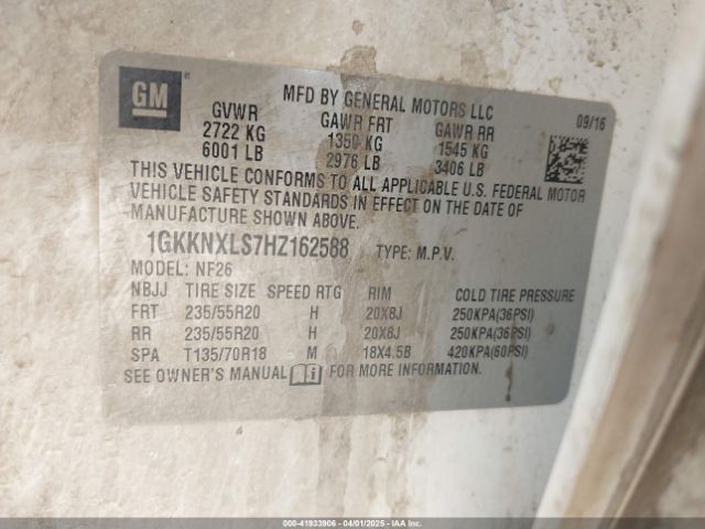 1GKKNXLS7HZ162588 GMC Acadia Denali
