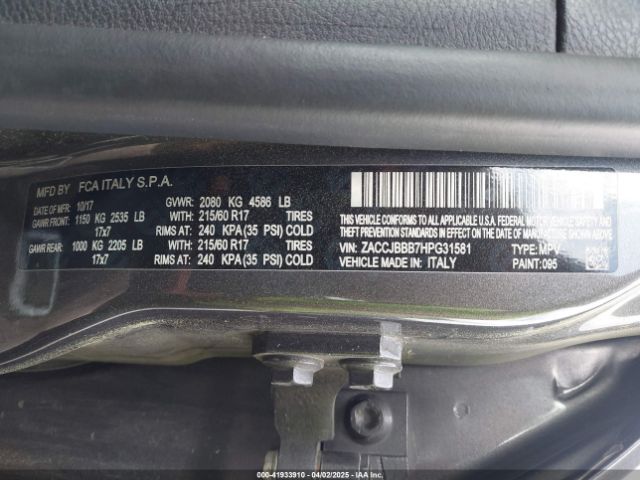 ZACCJBBB7HPG31581 Jeep Renegade Latitude 4x4