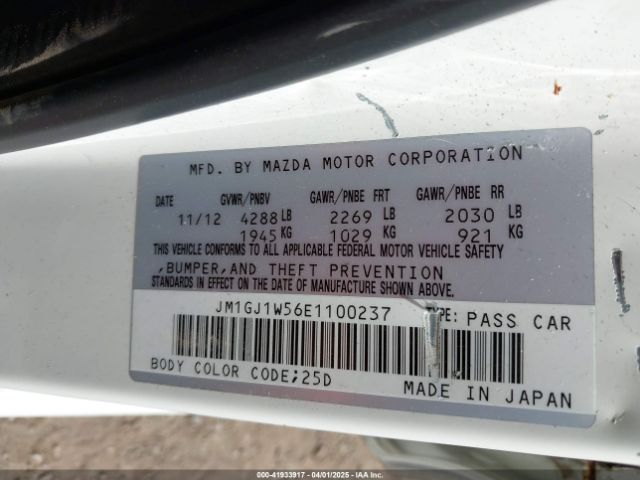 JM1GJ1W56E1100237 Mazda MAZDA6
