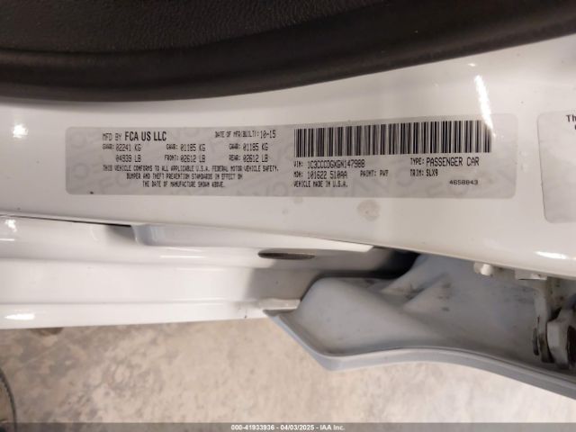 2016 CHRYSLER 200 1C3CCCDGXGN147988 Photo 8