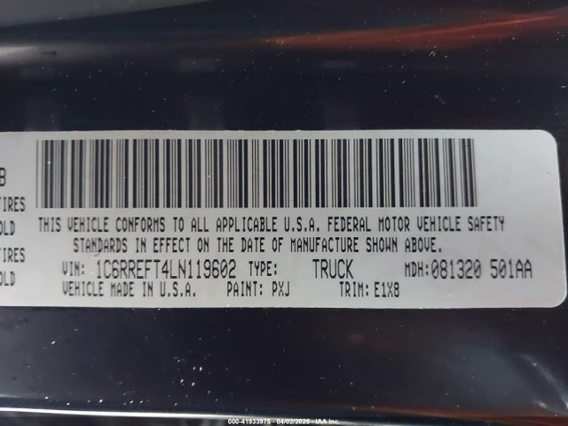 1C6RREFT4LN119602 RAM 1500 Lone Star  4x2 5'7 Box