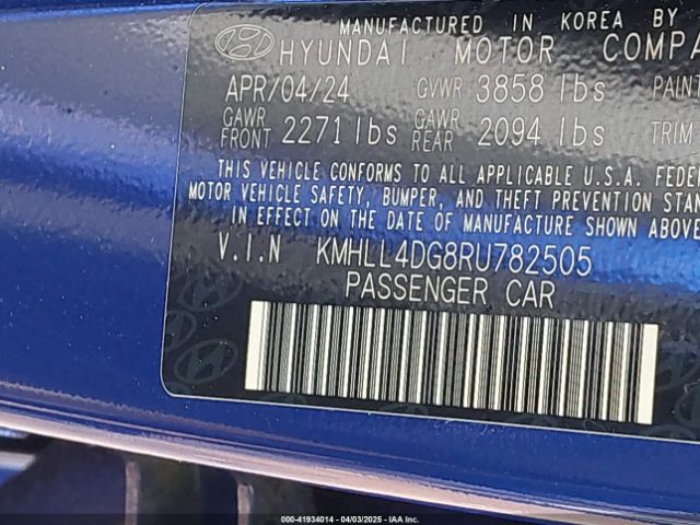 KMHLL4DG8RU782505 Hyundai ELANTRA SE
