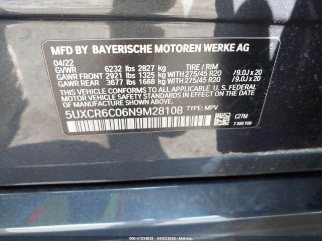 5UXCR6C06N9M28108 BMW X5 Xdrive40i