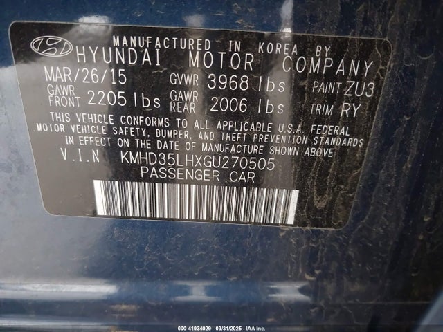 KMHD35LHXGU270505 Hyundai ELANTRA GT