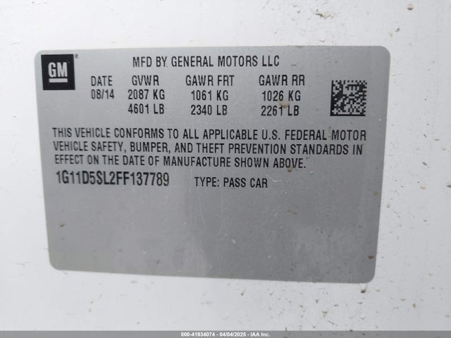 1G11D5SL2FF137789 Chevrolet MALIBU 2LT