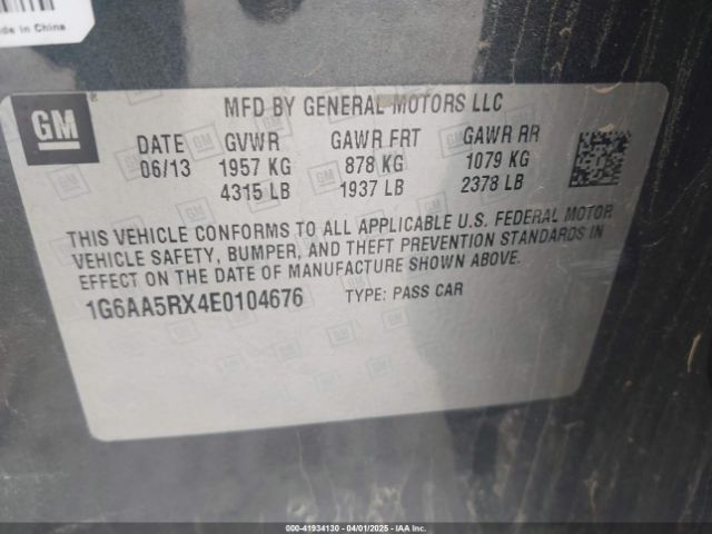 1G6AA5RX4E0104676 Cadillac Ats Standard