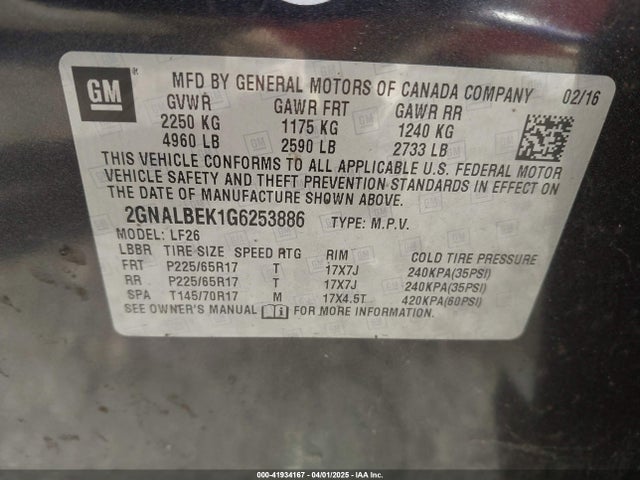 2GNALBEK1G6253886 Chevrolet EQUINOX LS