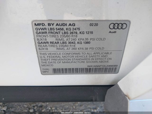 WA1ANAFY2L2066089 Audi Q5 Premium 45 Tfsi Quattro S Tronic