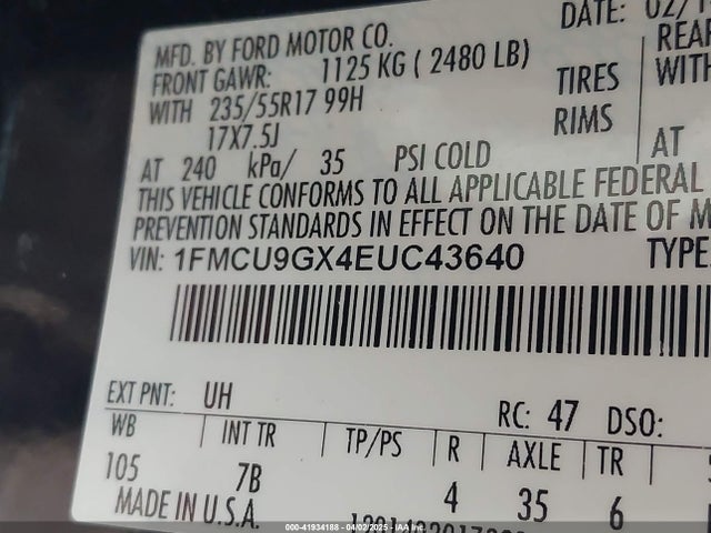 1FMCU9GX4EUC43640 Ford ESCAPE SE