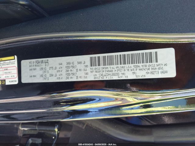 1C4BJWDGXHL692293 Jeep Wrangler Unlimited Sport