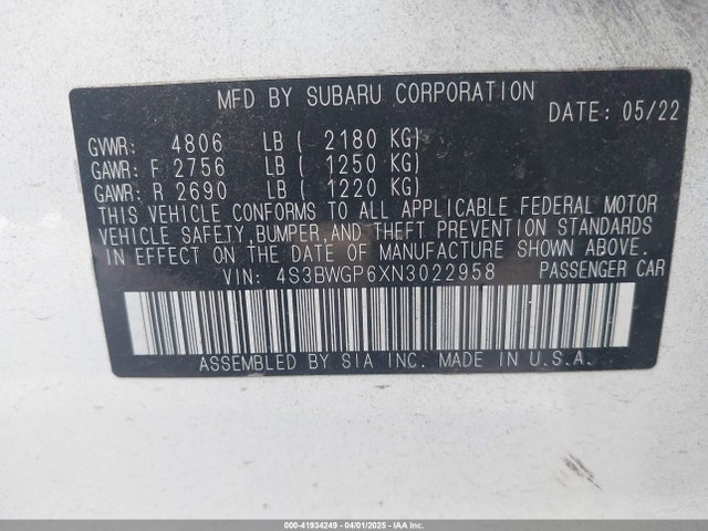 4S3BWGP6XN3022958 Subaru Legacy Touring Xt