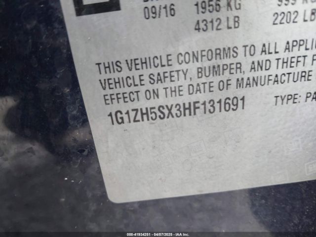 1G1ZH5SX3HF131691 Chevrolet Malibu Premier