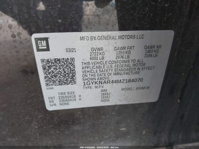 2021 CADILLAC XT5 1GYKNAR44MZ184070 Photo 8