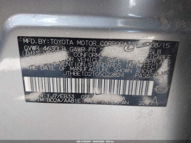 JTHBE1D21G5022824 Lexus 2gr-fse