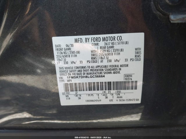 Ford EXPLORER XLT 2020 1FMSK7DH8LGC56664 Image 9