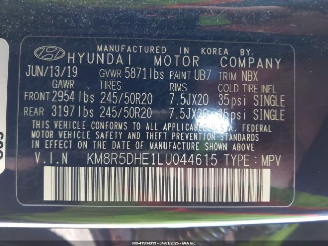 KM8R5DHE1LU044615 Hyundai Palisade Limited