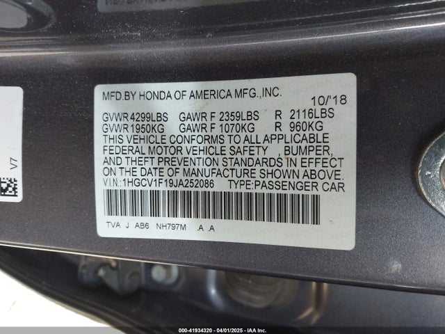 1HGCV1F19JA252086 Honda ACCORD LX