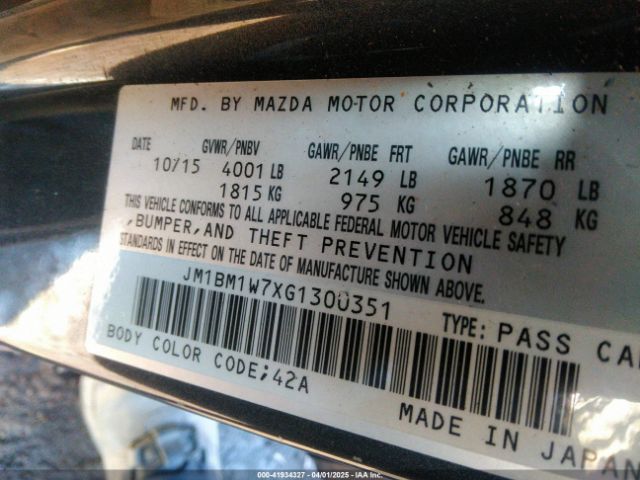 JM1BM1W7XG1300351 Mazda Mazda3 I Touring