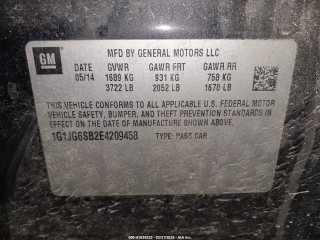 1G1JG6SB2E4209458 Chevrolet Sonic Rs Auto