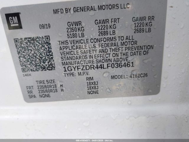 1GYFZDR44LF036461 Cadillac Xt4 Awd Premium Luxury