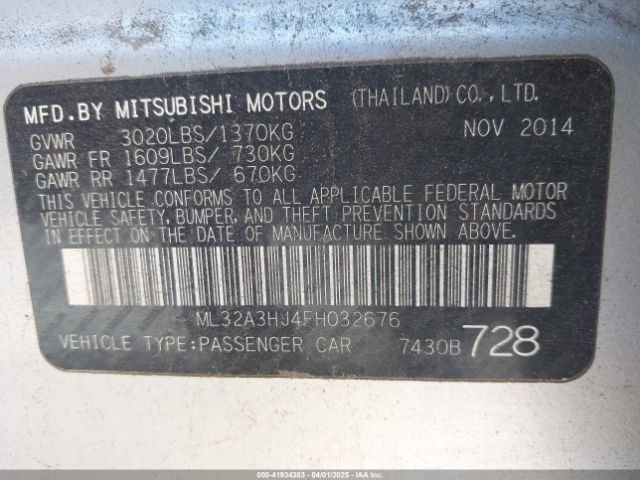 ML32A3HJ4FH032676 Mitsubishi Mirage De/rf