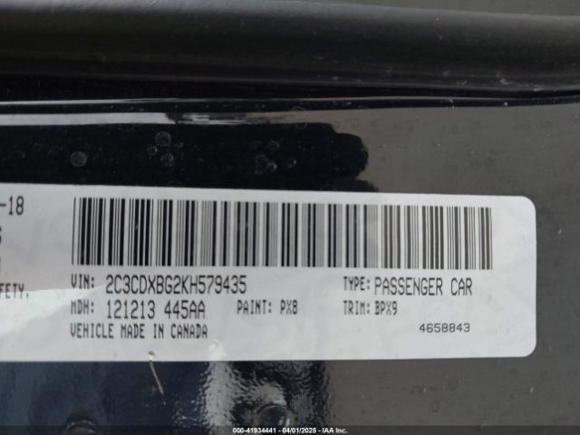 2C3CDXBG2KH579435 Dodge Charger Sxt Rwd