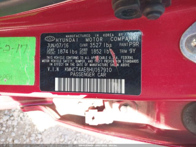 KMHCT4AE8HU167910 Hyundai ACCENT SE