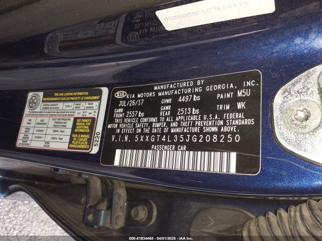 5XXGT4L35JG208250 KIA Optima S