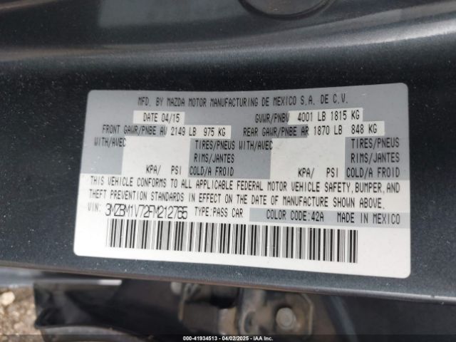 3MZBM1V72FM212765 Mazda Mazda3 I Touring
