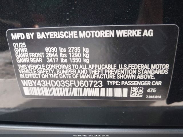 WBY43HD03SFU60723 BMW I4 Xdrive40