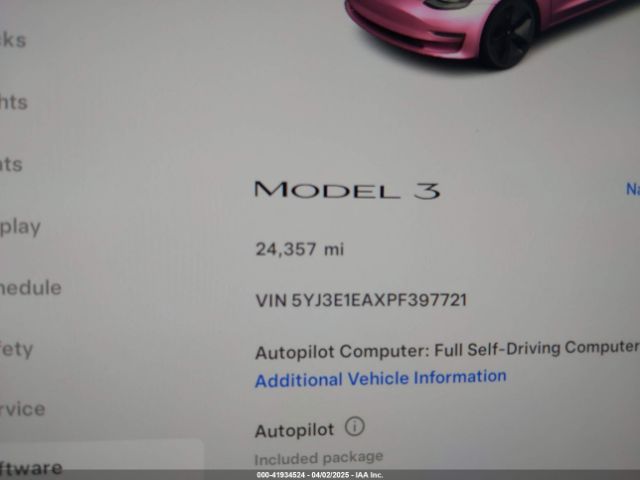 5YJ3E1EAXPF397721 Tesla MODEL 3