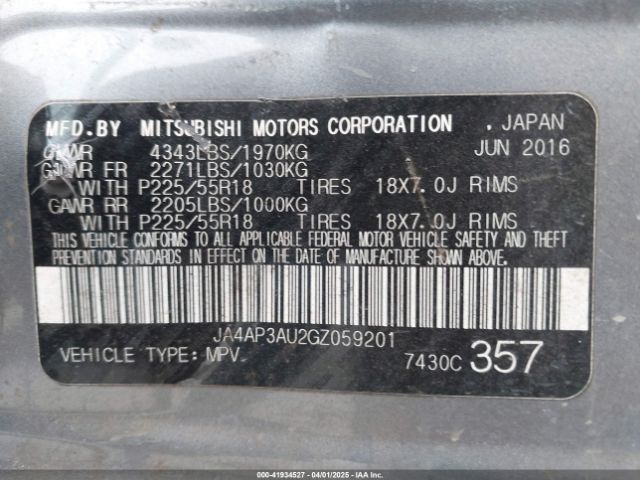 JA4AP3AU2GZ059201 Mitsubishi Outlander Sport 2.0 Es