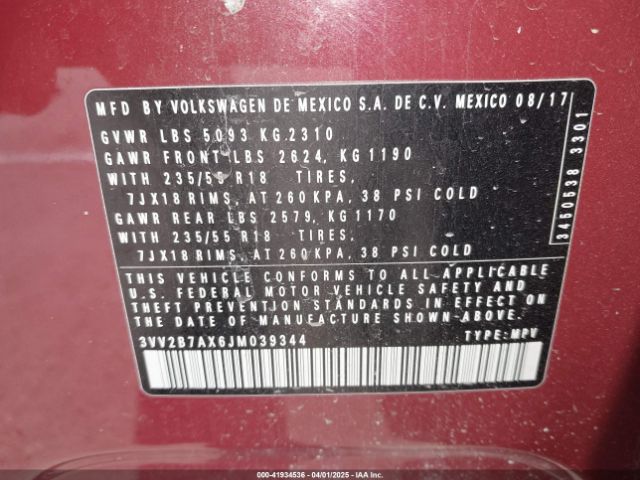 2018 VOLKSWAGEN TIGUAN 3VV2B7AX6JM039344 Photo 8