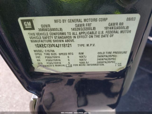 2004 GMC YUKON 1GKEC13VX4J118121 Photo 8