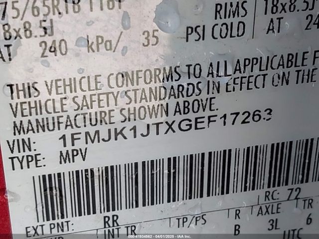 1FMJK1JTXGEF17263 Ford Expedition El King Ranch/xlt