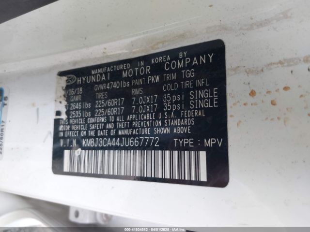 KM8J3CA44JU667772 Hyundai TUCSON SEL
