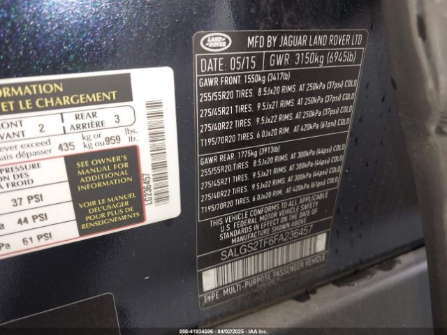 SALGS2TF6FA236457 Land Rover Range Rover 5.0l V8 Supercharged