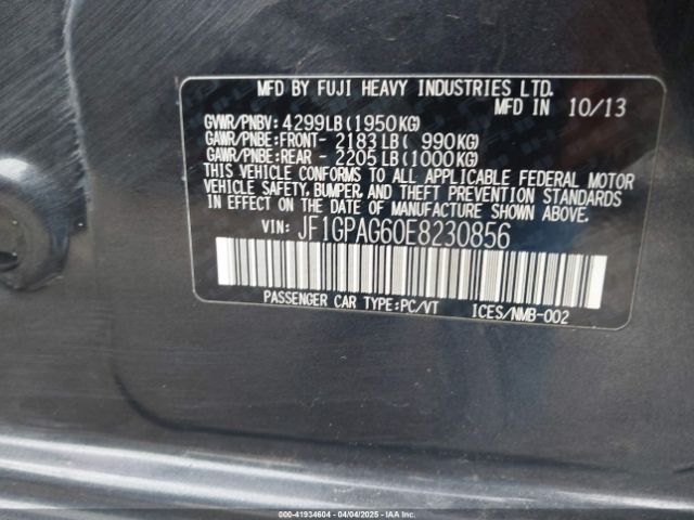 2014 SUBARU IMPREZA JF1GPAG60E8230856 Photo 8
