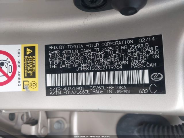 JTHBK1GG3E2119764 Lexus ES 350