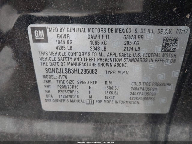 Chevrolet Trax Lt 2017 3GNCJLSB3HL285082 Image 9