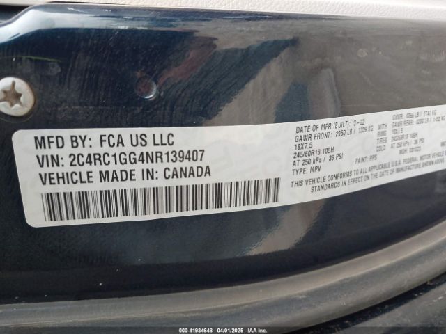 2C4RC1GG4NR139407 Chrysler Pacifica Limited