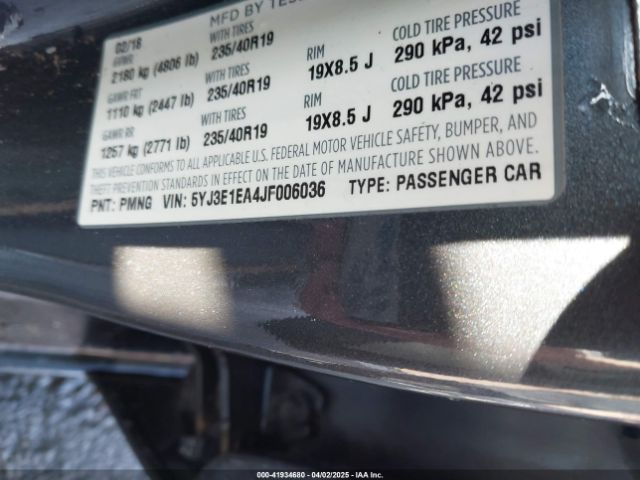 5YJ3E1EA4JF006036 Tesla Model 3 Long Range/mid Range