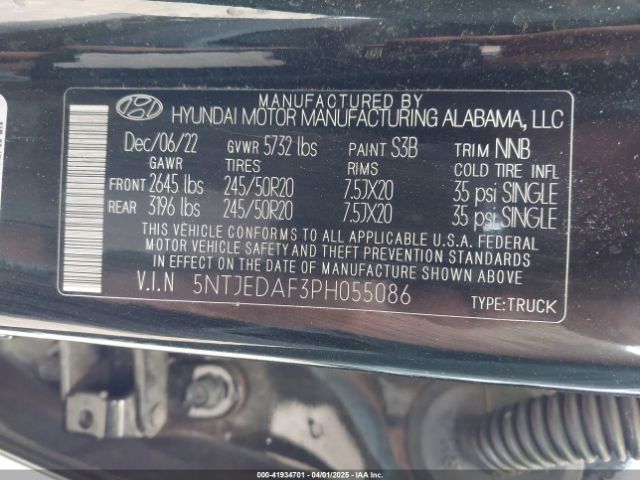 5NTJEDAF3PH055086 Hyundai Santa Cruz Limited