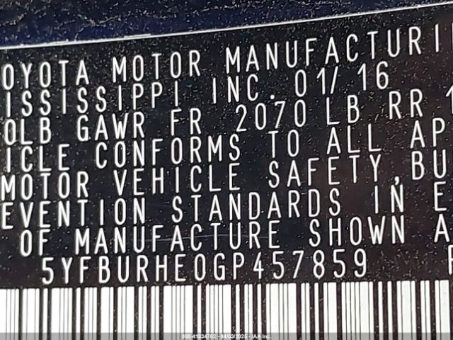 5YFBURHE0GP457859 Toyota Corolla S Premium