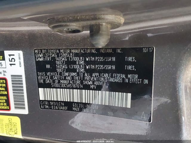 5TDDZ3DC5HS187614 Toyota Sienna Xle 7 Passenger