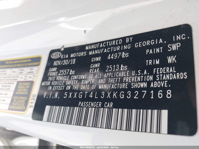 5XXGT4L3XKG327168 KIA gdi
