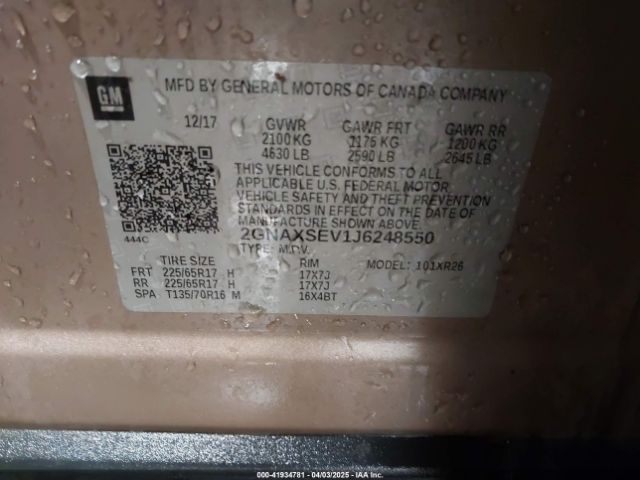 2GNAXSEV1J6248550 Chevrolet EQUINOX LT
