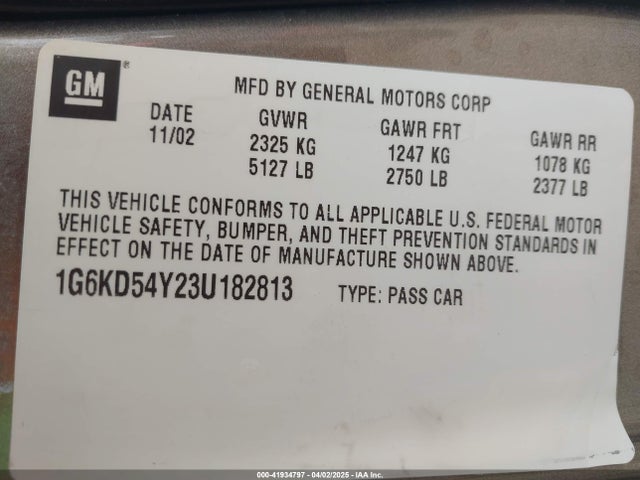 2003 CADILLAC DEVILLE 1G6KD54Y23U182813 Photo 8